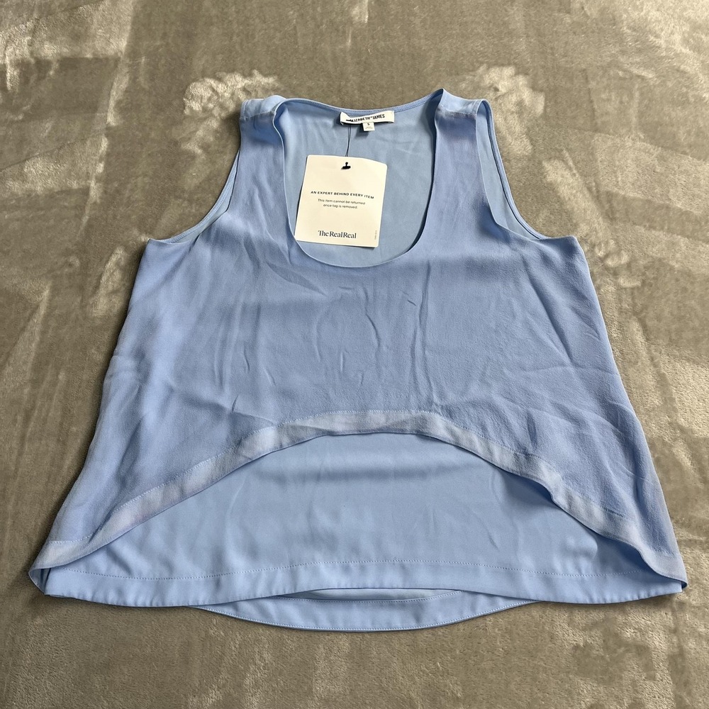 Elizabeth And James Tank Top Womens Small Blue High Low Hem Chiffon Sheer